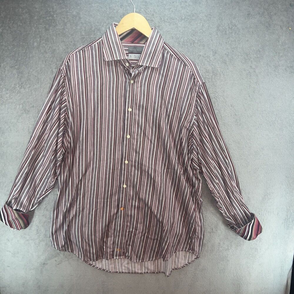 Thomas Dean Men's Long Sleeve Button up Flip Cuff Shirt Size XL TG